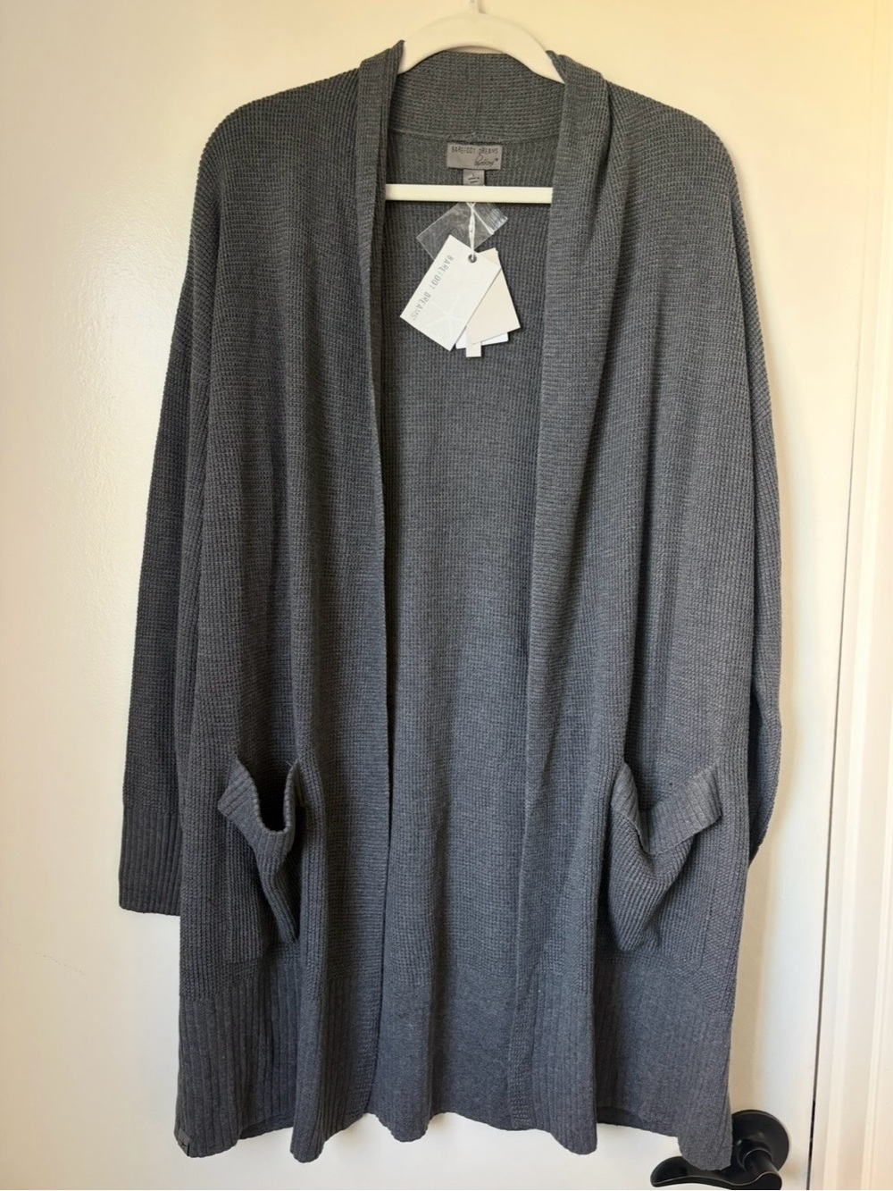 Barefoot Dreams Open-Front Ribbed Cardigan - Gray